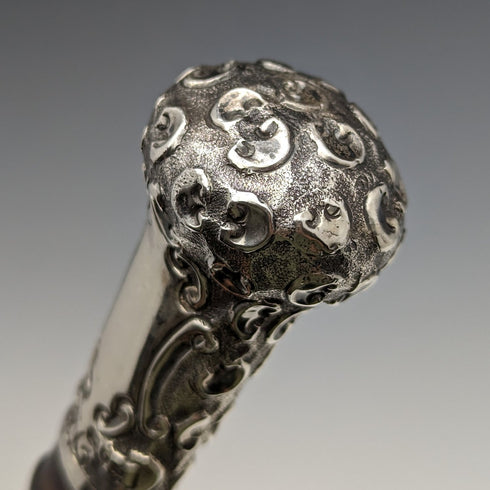 1905 British Antique Men's Umbrella Sterling Silver & Tortoiseshell Resin Handle 86cm S.FOX&Co.
